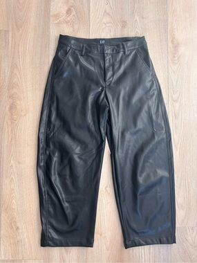 GAP Women's Black Faux Leather Barrel Jeans